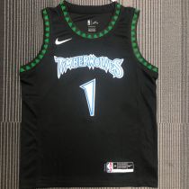 2018 Timberwolves EDWARDS # 1 Black Retro NBA Jerseys Hot Pressed