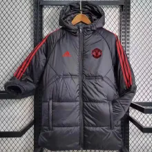 2023/24 M Utd Black Cotton Jacket 红三边