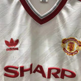 1986-1988 M Utd Away White Retro Soccer Jersey