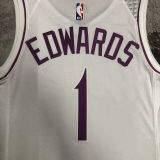 Timberwolves EDWAROS #1 White Pink NBA Jerseys
