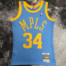 2001/02 Lakers ONEAL #34 Blue Retro NBA Jerseys 热压