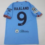 HAALAND #9 2022/23 Man City UCL Final 1:1 Quality Home Fans Jersey （Have All Patch 全臂章有胸前字有号下广告)