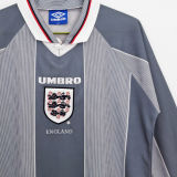 1996 England Away Grey Retro Long Sleeve Jersey