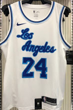 LA Lakers Bryant # 24 White NBA Jerseys Hot Pressed
