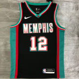 Grizzlies Morant #12 Black NBA Jerseys Hot Pressed