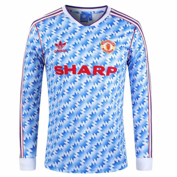 1990-1992 M Utd Away Long Sleeve Retro Soccer Jersey