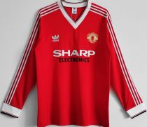 1983 M Utd Home Red Retro Long Sleeve Soccer Jersey