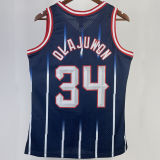 1996/97 Rockets OLAJUWON #34 Blue Retro NBA Jerseys 热压