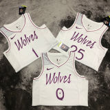 Timberwolves EDWAROS #1 White Pink NBA Jerseys