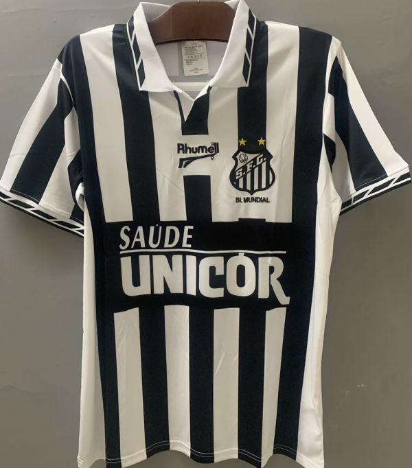 1996 Santos Black White Retro Soccer Jersey