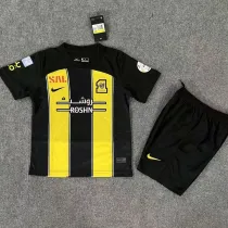 2023/24 Al Ittihad Home Yellow Black Kids Soccer Jersey 吉达联