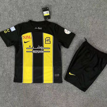 2023/24 Al Ittihad Home Yellow Black Kids Soccer Jersey 吉达联