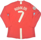 RONALDO #7 2007-08 M Utd Home Red Long Sleeve Retro Jersey UCL Version胸前绣欧冠决赛字欧冠字体有球 ★★