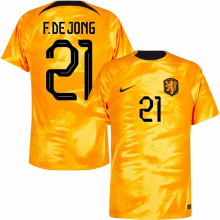 F.DE JONG #21 NL1:1 Quality Home Orange Fans Jersey 2022/23 ★★