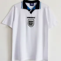1996 England Home White Retro Soccer Jersey