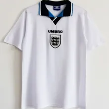 1996 England Home White Retro Soccer Jersey