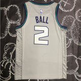Hornets BALL #2 Grey NBA Jerseys
