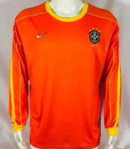 1998 Brazil GK Orange Retro Long Sleeve Jersey