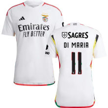 DI MARIA #11 Benfica Third White Fans Jersey 2023/24 (UCL Font 欧冠字体) ★★