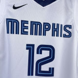 Grizzlies MORANT #12 White Kids NBA Jersey 热压