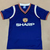 1984 M Utd Away Blue Retro Soccer Jersey