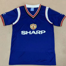 1984 M Utd Away Blue Retro Soccer Jersey