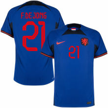 F.DE JONG #21 NL1:1 Quality Away Blue Fans Jersey 2022/23 ★★