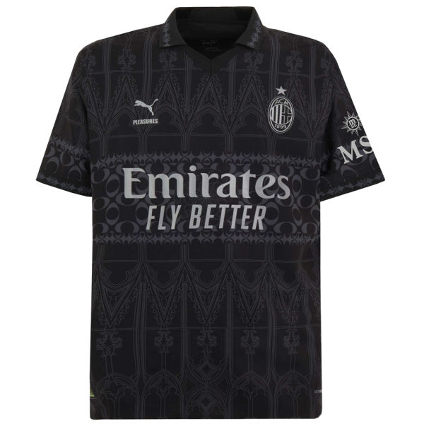 2023/24 AC Milan x PUMA x Pleasures 4Th Black Fans Soccer Jersey