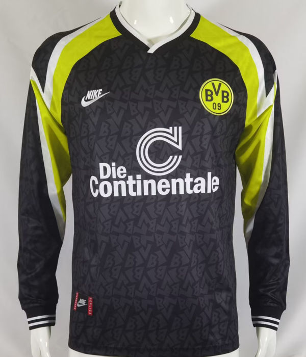 1995/96 BVB Away Black Long Sleeve Retro Jersey