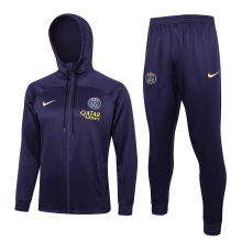 2024 PSG Dark Purple Hoody Zipper Jacket Tracksuit