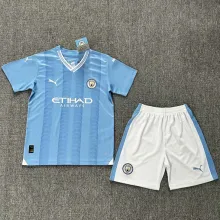 2023/24 Man City Home Blue Kids Soccer Jersey
