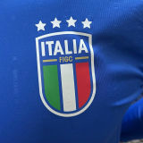 2024 Italy Home Blue Player Version Long Sleeve Jersey