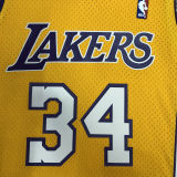 1999/00 Lakers ONEAL #34 Yellow Retro NBA Jerseys 热压