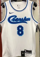 LA Lakers Bryant # 8 White NBA Jerseys Hot Pressed