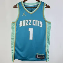 2023/24 Hornets BALL #1 Blue Retro NBA Jerseys 热压