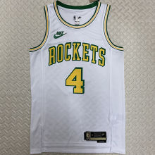 Rockets GREEN #4 White Retro NBA Jerseys