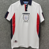 1998 England Home White Retro Soccer Jersey