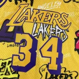 1996/97 Lakers ONEAL #34 Yellow Retro NBA Jerseys 热压