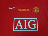 RONALDO #7 2007-08 M Utd Home Red Long Sleeve Retro Jersey UCL Version胸前绣欧冠决赛字欧冠字体有球 ★★