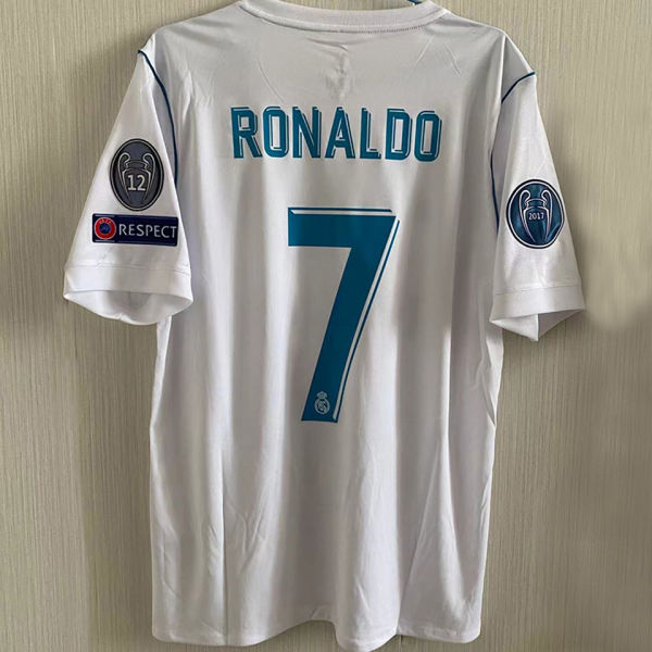 RONALDO # 7 RM Home UCL FINAL KYIV 2018 Retro Jersey 2017/18 (Have All Patch 全臂章有胸前字) ★★