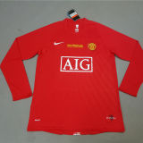 RONALDO #7 2007-08 M Utd Home Red Long Sleeve Retro Jersey UCL Version胸前绣欧冠决赛字欧冠字体有球 ★★