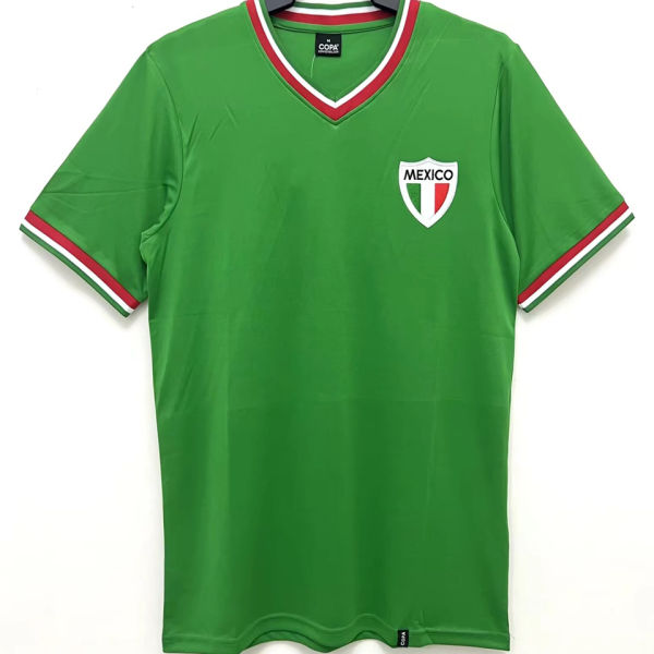 1970 Mexico Home Green Retro Soccer Jersey