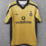 2001 M Utd Golden Retro Soccer Jersey