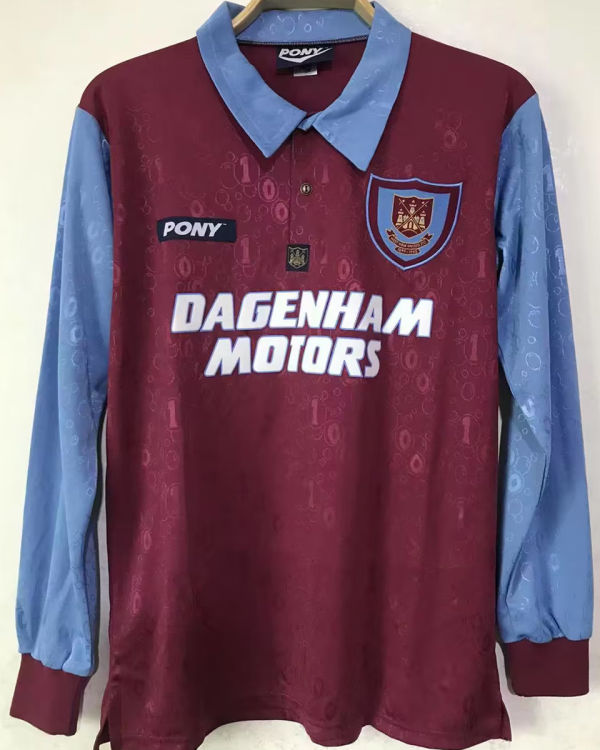 1995/97 West Ham Home Retro Long Sleeve Jersey