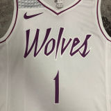 Timberwolves EDWAROS #1 White Pink NBA Jerseys
