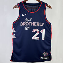 2023/24 76ers EMBIID #21 Sapphire Blue City Edition NBA Jerseys 热压