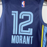 Grizzlies MORANT #12 Sapphire Blue Kids NBA Jersey 热压