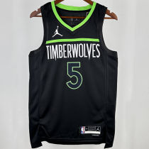 2024 Timberwolves EDWARDS #5 Black NBA Jerseys 热压