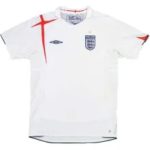 2006 England Home White Retro Soccer Jersey