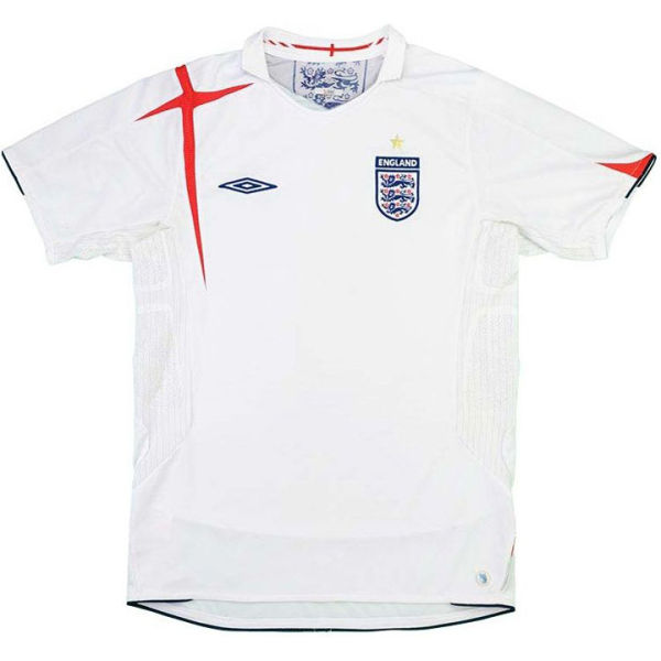 2006 England Home White Retro Soccer Jersey